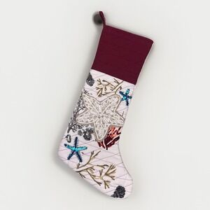 Celerie Kemble Coastal Nautical Starfish Sequin Embellished Christmas Stocking